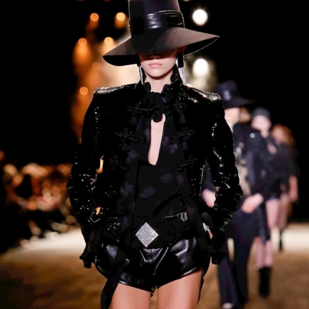 Saint Laurent Runway Suede and crystal Belt